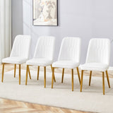 ZUN 4 modern dining chairs, sleek PU leather backrest, and gold metal legs bring a comfortable home W1151P183298