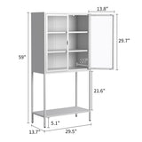 ZUN 59"H Heavy Duty Metal Storage Cabinet, Display Storage Cabinet with Glass Doors and 2 Adjustable W2735P186331