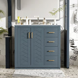 36'' Bathroom Vanity with Ceramic Sink Combo, Solid Wood Frame Bathroom Storage Cabinet, N710P243327C