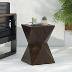 ZUN 14.25" Natural Wood Grain Finish Prismatic Symmetry Concrete Outdoor Side Table with Symmetric N767P192089W