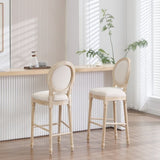 French Country Dining Chairs Set of 2, Upholstered Chairs with Round Back, Wire drawing and carving W3426P324576