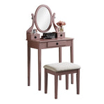 ZUN Moniys Wood Moniya Makeup Vanity Table and Stool Set, Rose Gold T2574P163833