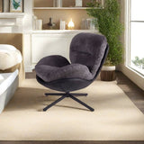 360&deg Swivel Office Chair, Modern Chenille Chair with Faux Leather and Black Metal Base Frame, No N817P205024H