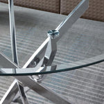 ZUN Contemporary Round Clear Dining Tempered Glass Table with Silver Finish Stainless Steel Legs 17927422