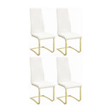 ZUN Set of 4 Leatherette Upholstered Dining Chairs, White and Gold B016P224737