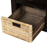 ZUN TREXM Rustic Storage Bench with 3 Drawers and 3 Rattan Baskets, Shoe Bench for Living Room, Entryway WF195161AAB