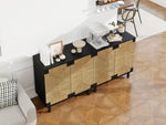 ZUN 2 Door Buffet Sideboard with Adjustable Shelves ,Storage Cabinet with Natural Seaweed Decor Doors W688P196193