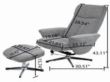 Swivel chenille Recliner with Ottoman Chair Modern Armchair Ergonomic Push Manual Reclining Footrest W1622P460966