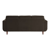 ZUN Mid-Century Modern Chocolate Hue Velvet Upholstered 1pc Sofa with 2 Pillows Classic Living Room B011P183631