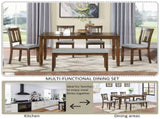 6 Piece Kitchen Set, Rectangular Wooden Table with 4 Upholstered Chairs and a Bench, 74652059