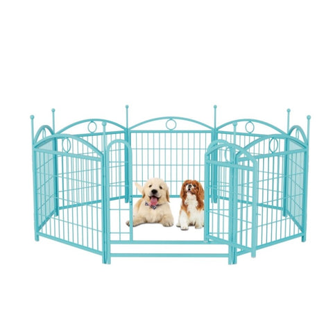 ZUN Dog Playpen Indoor 24 inch 8 Panels Metal Dog Pen Pet Dog Fence Outdoor Exercise Pen with Doors, W368P233999