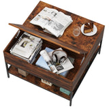 Farmhouse Flip Top Coffee Table with Storage 31.5" Rustic Wood Grain Table, Hidden Storage T2398P354184