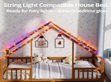 Queen Size Montessori Kids Floor Bed Frame, Playhouse Bed with Triangle Roof Frame, FullSurround 20896867