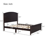 ZUN Farmhouse Wooden Platform Queen Size Bed with Curl Design Headboard and Footboard for Teenager, WF530031AAP