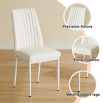 ZUN 6 Dining Chair Set, White Dining Chair Set, PU Material High Back Seat and Sturdy White Leg Chair W1151P192249