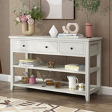 Console Table with Wood Frame and Legs, Sofa Table Entryway Table with 3 Drawers and 2 Open Shelves 19496319