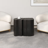 2-in-1 Irregular MGO End Table, Split Design, Small Space Friendly,Indoor Outdoor Use,Black Color N770P284171B