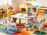Height Adjustable Kids Desk and 4 Chairs Set, Graffiti Wipeable Tabletop Toddler Activity Table with 18041979