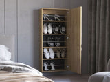 FM FURNITURE Queen Creek Shoe Rack with Mirror and One Door, Natural Oak B128P293869