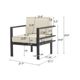 27.7'' Modern Outdoor Lounge Chair with Aluminum Frame, Weather-Resistant Cushions, Sleek Design, N767P237029B