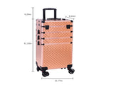 4-in-1 Draw-bar Style Interchangeable Aluminum Rolling Makeup Case-Rose Gold 14821135
