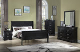 ZUN 1pc Black Finish Five Drawers Louis Philip Chest Solid Wood Contemporary Sleek Ample Storage B011P193098