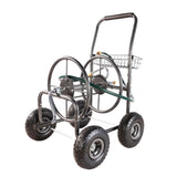 ZUN Garden Hose Reel Cart - 4 Wheels Portable Garden Hose Reel Cart with Storage Basket Rust Resistant W227P194231