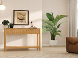 Mid-Century Modern Fluted Console Table with 2 Drawers & Open Shelf, Oak Finish Narrow Entryway W2557P515569