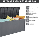 ZUN 113gal 430L Outdoor Garden Plastic Storage Deck Box Chest Tools Cushions Toys Lockable Seat 81601752