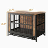 Dog Crate Furniture, Wooden Dog Crate Table, 38.9" Dog Kennel with 2 Slidings and Thick Iron W840P203068