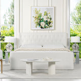 ZUN Brooks Contemporary Tufted Shelter Platform Bed, King, Antique White Polyester B2719P238239