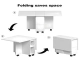 Folding Drop Leaf Dining Table Set for 4 with 4 Chairs, Space Saving Foldable Dining Table with 27098280