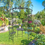 ZUN Metal Garden Arch Iron Garden Arbors Gazebo Dia81.3'' x 114.2'' High Birdcage Shape Pergola Pavilion 13516553