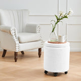 Storage Ottoman Foot Rest Round Footstool Teddy Velvet Footrest Multifunctional Rolling Stool Coffee 75414386