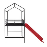 Metal House Bed With Slide, Twin Size Metal Loft Bed with Two-sided writable Wooden Board MF294384AAJ