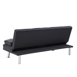 Black Leather Office Double Folding Sofa Bed with Matching Coffee Table, Multifunctional Design W3356P298488