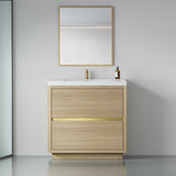 36" Freestanding Bathroom Vanity with Sink, Bathroom Storage Vanity Cabinet with Stone Resin W1573P211191