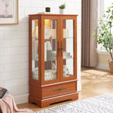 Glass Cabinet Lighted Glass Cabinet Curio Display Cabinet with Adjustable Glass Shelves 2 Doors and W2275P295883