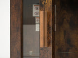Corner Bar Cabinet with LED Lights and Mirrored Backing, Modern Rustic Liquor Cabinet with Glass N752P508295D