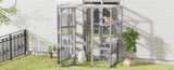 Outdoor Cat House, DIY Cat Enclosure, Cat Catio with Double Enter Doors, 62.8"L x 32.2"W x68.5"H N719P283198E
