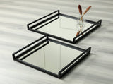 Handcrafted Glass With Metal Frame Serving Tray - 20x20x3 Inches Rustic & Elegant Design for B346P327272