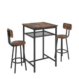 ZUN Bar table, equipped with 2 bar stools , with backrest and partition W57868881