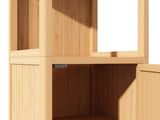 Bamboo Storage Cabinet, Freestanding Tall Storage Tower with Shelves and Doors for Bathroom Living 98804026