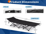 Folding Camping Cot Bed with Soft Pad, Portable Outdoor Cot, Adults Sleeping Bed for Home Office Nap 55025391