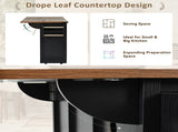 53.7" Farmhouse Kitchen Island with Power Outlet, 2 Sliding Barn Door Kitchen Storage Island with 49840262