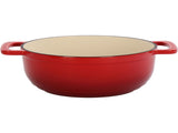 Cast iron 7.5QT cooking pot - Gradient red color - Includes two silicone gloves - Enamel pot 48995133