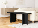 42 Inch Black Relief Finish Entryway Console - T-Leg MDF with 3D Paper Laminate, Narrow 06384392
