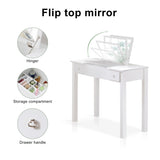 ZUN Small White Vanity Table with Flip-Top Mirror and 2 Drawers, Jewelry Storage for Women Dressing W76056865