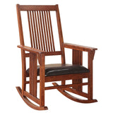 ZUN Tobacco Rocking Chair with Slat Back B062P189234