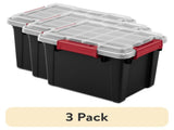 (3 pack) 5 Gallon WaterProof Plastic Storage Bin with Lid, Gasket Seal and Durable Latches, Black 38932311